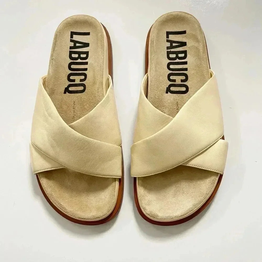 NEW Labucq Mo Leather Slide Sandal size 38 US 7.5-8